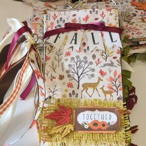 Scrapbook Fall Themed Accessory with Multicolor Ribbons